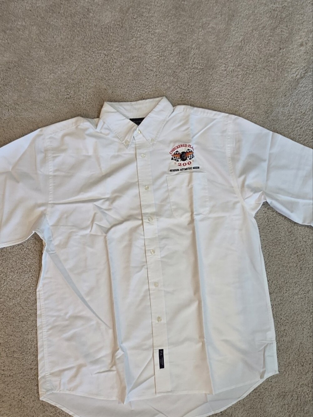 Petersen Automotive Checkered 200 White Embroide Button-Down Shirt NewXL Vintage